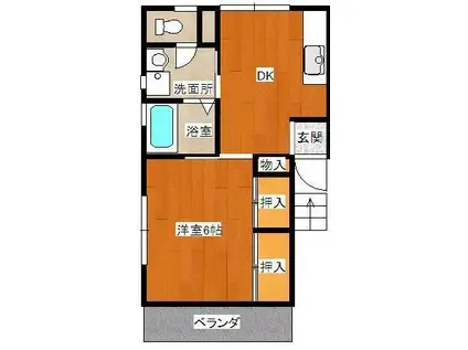楠田アパート(1DK/2階)の間取り写真