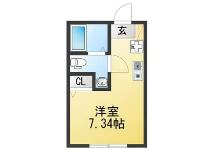 ラテラスCK富岡西(ワンルーム/1階)の間取り写真