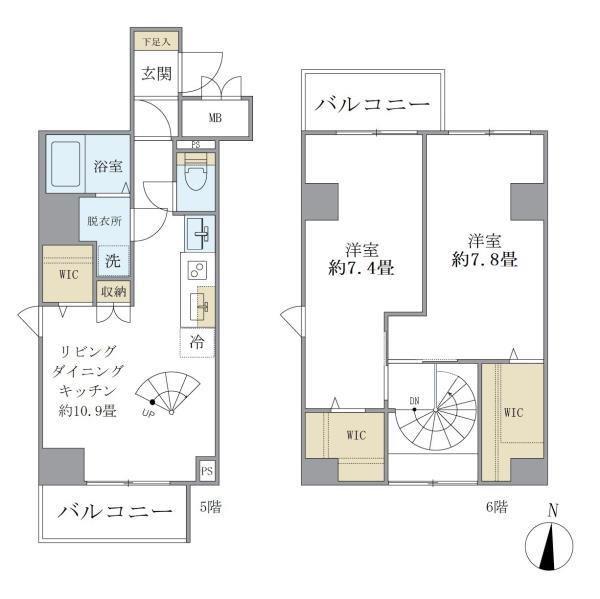 シティフォレスト森下(2LDK/5階)の間取り写真