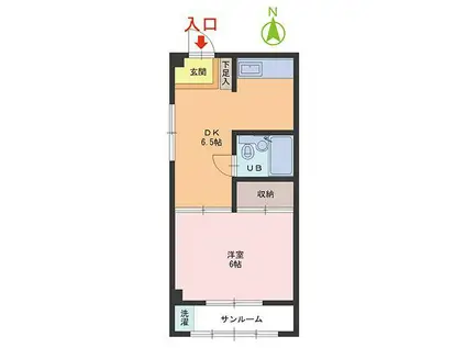 大宮サンハイツ(1DK/2階)の間取り写真