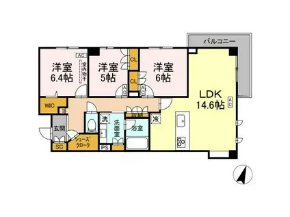 プライムフォレスト百合ヶ丘(3LDK/2階)の間取り写真