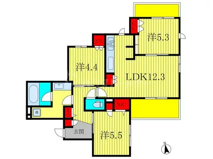 プランドール南流山(3LDK/2階)の間取り写真