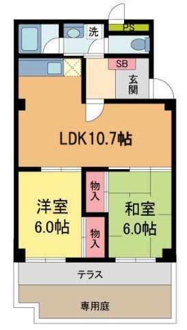サニークレスト宝塚(2LDK/1階)の間取り写真
