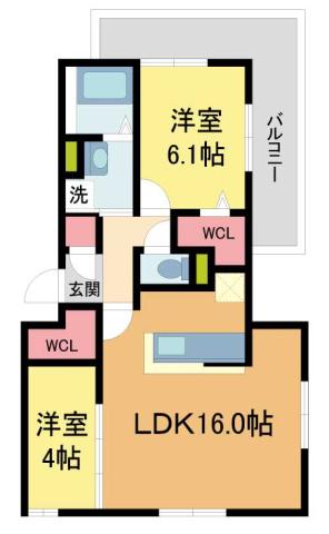 D-RESIDENCE上甲子園(2LDK/3階)の間取り写真