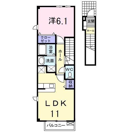 エンジェルA(1LDK/2階)の間取り写真