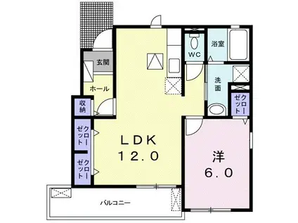 ウェスティンA(1LDK/1階)の間取り写真