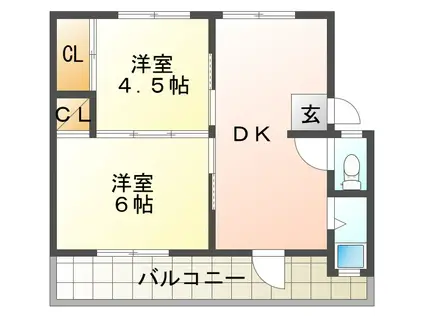 ナナミール西明石クラシコ(2DK/3階)の間取り写真