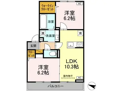 ブランシェ・ネスト (2LDK/3階)の間取り写真