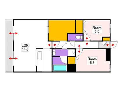 ローズハイツ竜操(2LDK/1階)の間取り写真