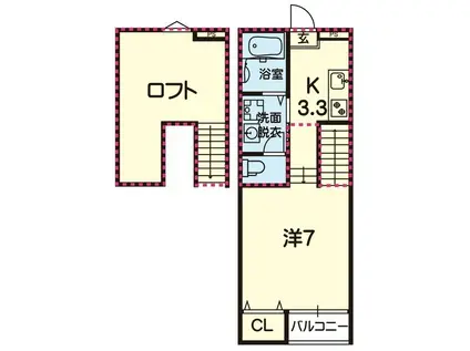 ステラ熊本ノース(1K/1階)の間取り写真
