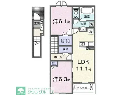 グラン ソレイユ K II(2LDK/2階)の間取り写真