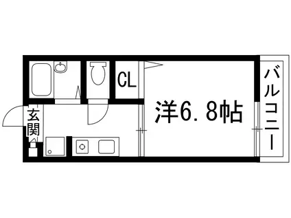 売布Kハイツ(1K/2階)の間取り写真