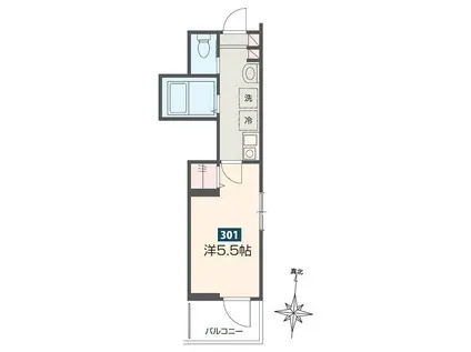 MERCER HILLS 伊勢原(1K/3階)の間取り写真