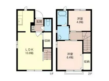 東武伊勢崎線 境町駅 徒歩9分 2階建 築20年(1LDK/1階)の間取り写真