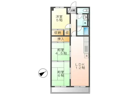 美笠レジデンス(3LDK/3階)の間取り写真