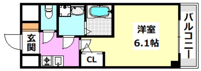 SOLASIARESIDENCE千里丘(1K/2階)の間取り写真