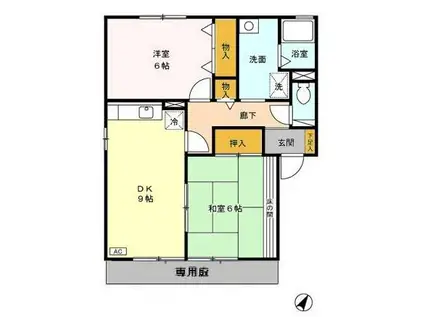 セジュールCHEZ MOI(2DK/1階)の間取り写真