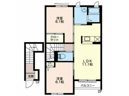 パルティール昭府(2LDK/2階)の間取り写真