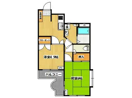 プルミエール美園(2DK/1階)の間取り写真