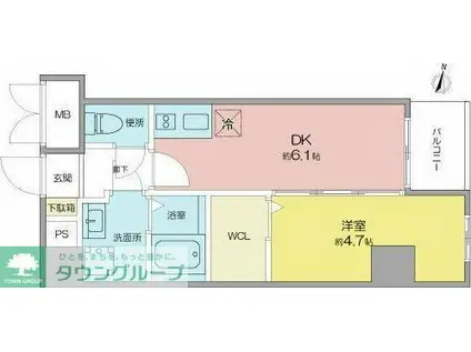 VERITAS SHIRAKANE(1DK/3階)の間取り写真