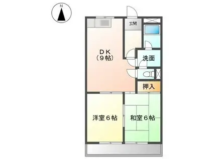 リバティハイム(2DK/2階)の間取り写真