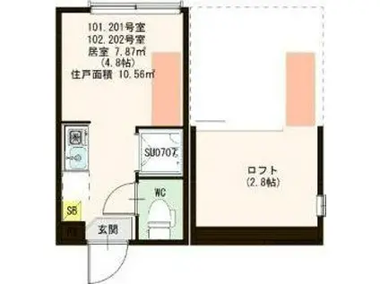 ハーモニーテラス仲宿III(ワンルーム/1階)の間取り写真