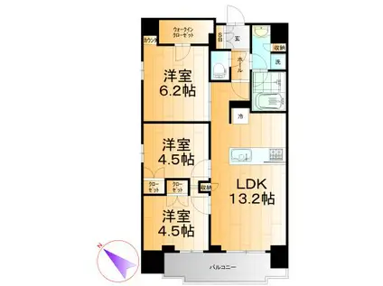 ウィルローズ王子(3LDK/8階)の間取り写真