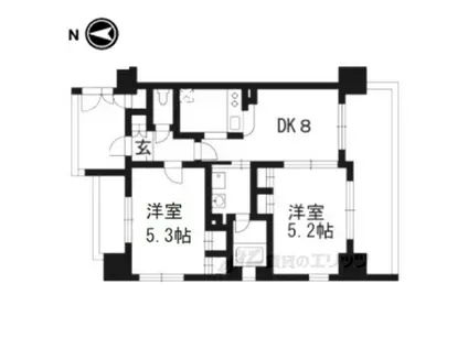 エステムプラザ京都御所ノ内REGIA(2DK/3階)の間取り写真