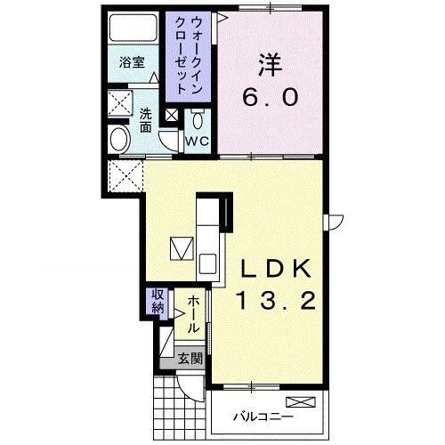 ブルー アイランド川津I(1LDK/1階)の間取り写真