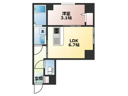 ソレイル鴨池(1LDK/3階)の間取り写真