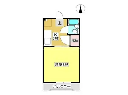 コーポラス山田(1K/2階)の間取り写真