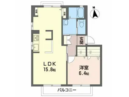 ファミール・ヒロB(1LDK/2階)の間取り写真