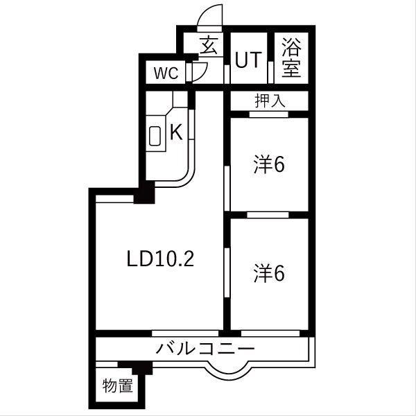 ブルーヴァール平岡(2LDK/3階)の間取り写真