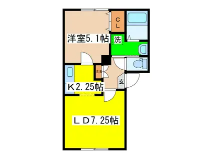 プランドール昭和(1DK/1階)の間取り写真