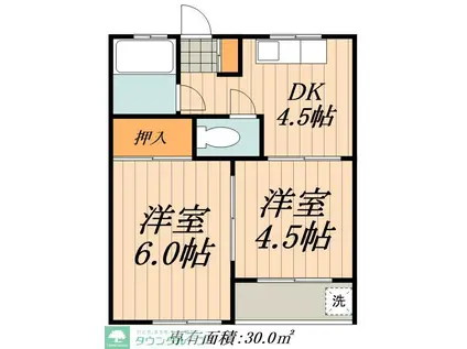 つるいビル(2DK/4階)の間取り写真
