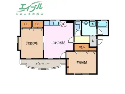 サンウエイト(2LDK/1階)の間取り写真