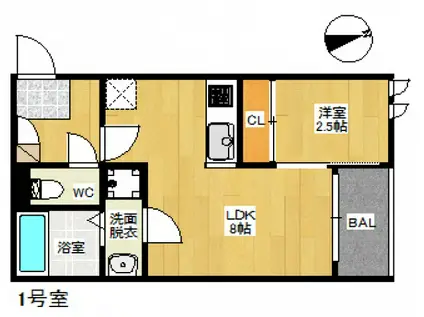 REGALEST 光南(1LDK/2階)の間取り写真