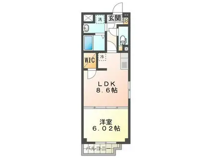 S-FORT津新町(1LDK/8階)の間取り写真
