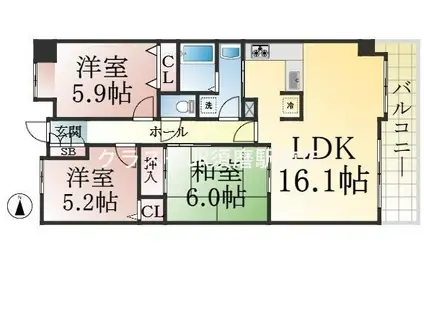 ルナガーデン(3LDK/3階)の間取り写真
