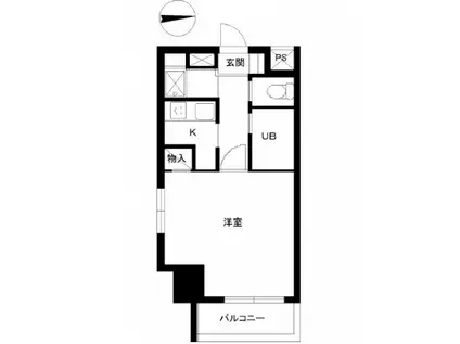 スカイコート高輪(1K/4階)の間取り写真