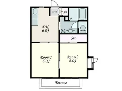 フォーブル与野(2DK/1階)の間取り写真
