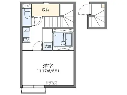 レオネクストプレイズ向ヶ丘(1K/2階)の間取り写真