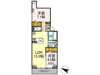 D-ROOM弁天IV(2LDK/1階)の間取り写真