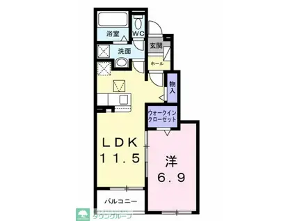 ファインブルク・K III(1LDK/1階)の間取り写真
