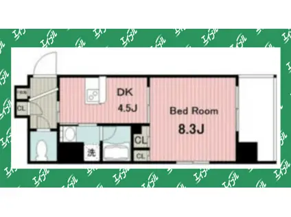 グランエターナ名古屋鶴舞(1DK/5階)の間取り写真