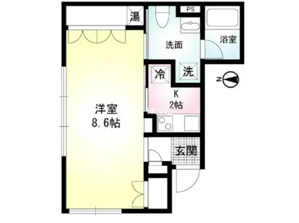 EL COURT WADA(1K/2階)の間取り写真