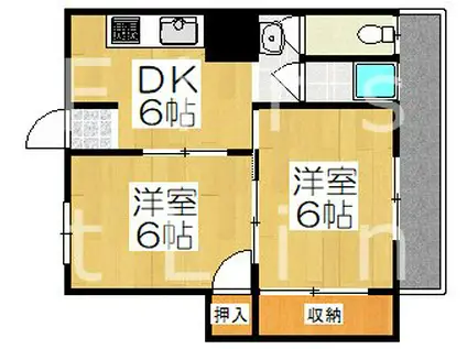 エクセル伏見(2DK/5階)の間取り写真