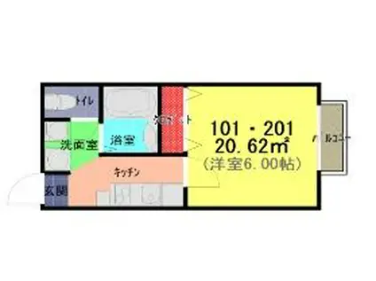 LF武里(1K/1階)の間取り写真