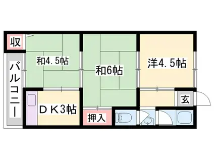 パールハイツ(3K/1階)の間取り写真