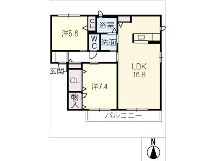 カーサ・ユカリ(2LDK/1階)の間取り写真